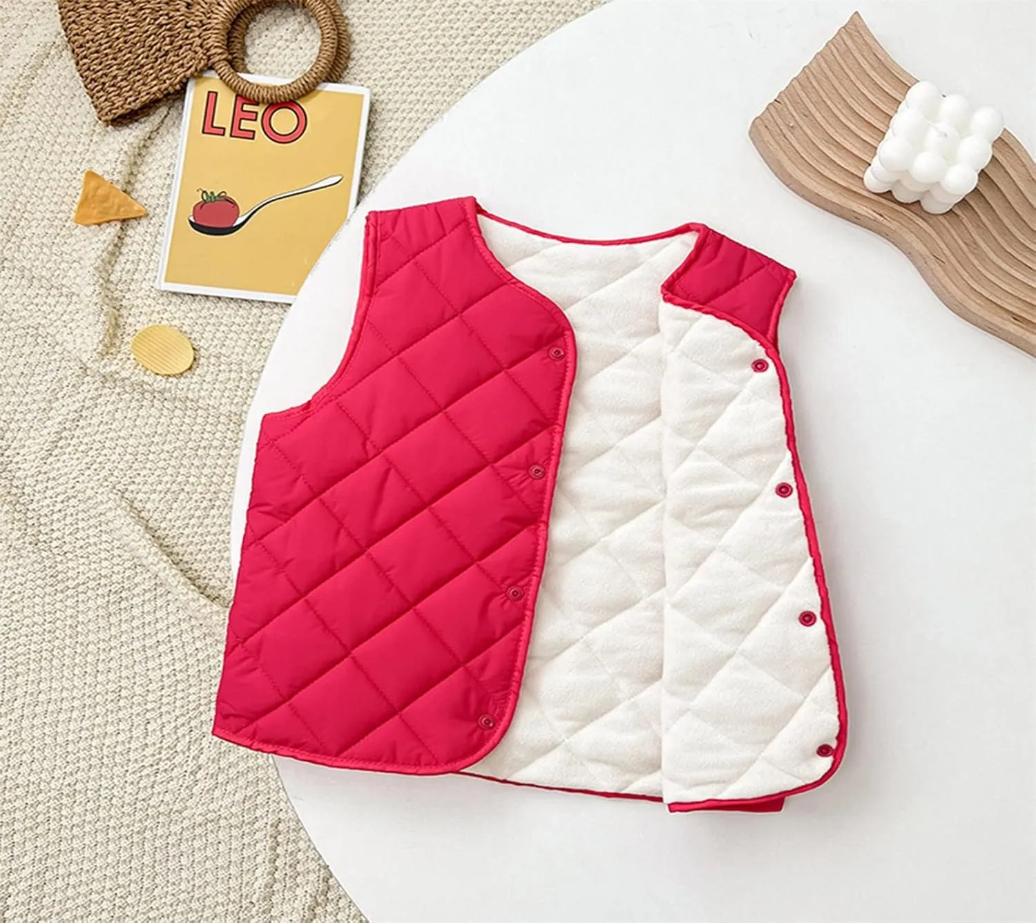 Boys Girls Quilted Puffer Vest Fleece Lined Sleeveless Lightweight Padded Down Coat Kids Toddler Winter Coat Waistcoat