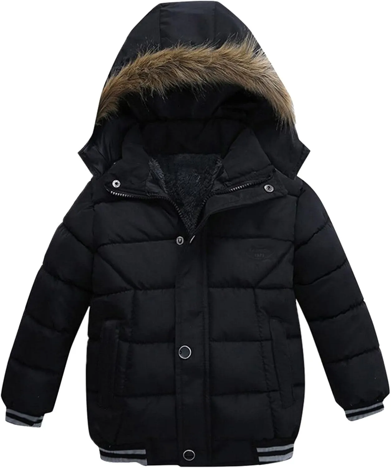 Boys Ski Jacket Toddler's Winter Parka Coat Fur Collar Hood Fleece Lined Puffer Jacket Padded Down Coat Snow Jacket