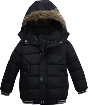 Boys Ski Jacket Toddler's Winter Parka Coat Fur Collar Hood Fleece Lined Puffer Jacket Padded Down Coat Snow Jacket
