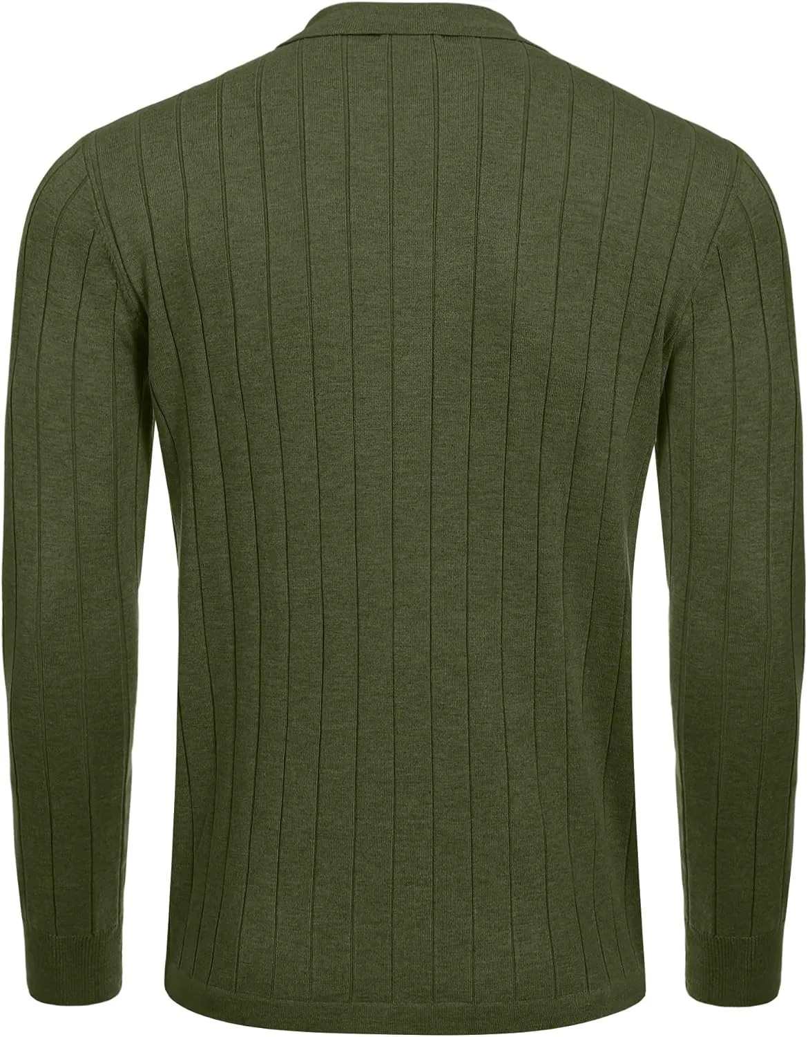 COOFANDY Men's Casual Knit Polo Shirts Long Sleeve Button Down Sweater Polo Ribbed Cardigan Sweater with Pocket