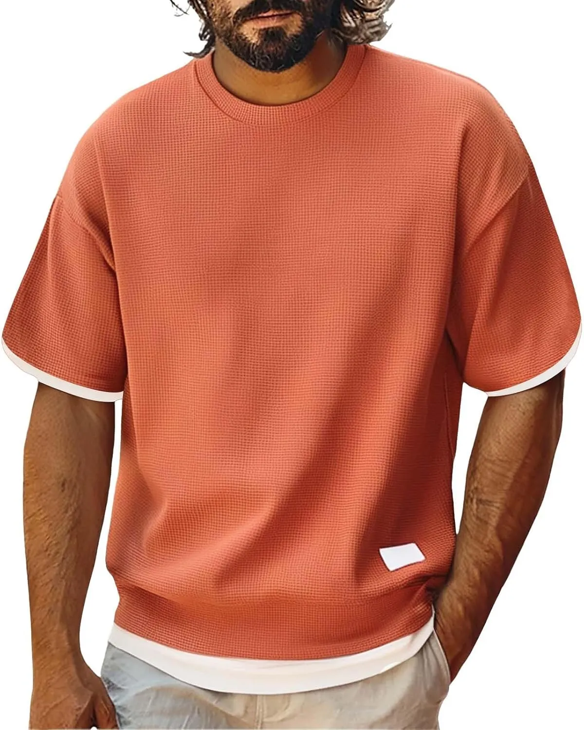 CRNTCEM Mens Crew Neck Oversized Workout T Shirts Loose Fit Athletic Running Streetwear Tees Summer Short Sleeve T-Shirts