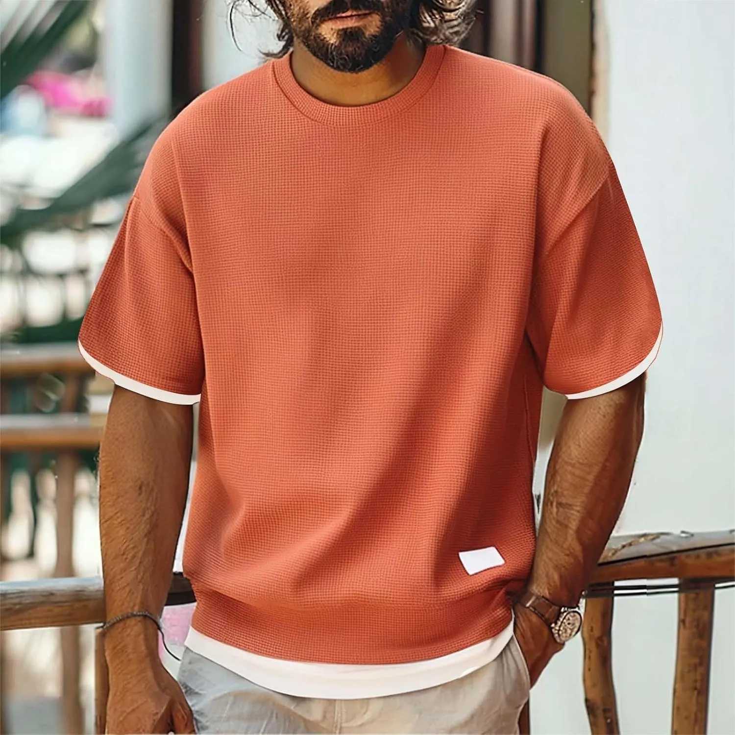 CRNTCEM Mens Crew Neck Oversized Workout T Shirts Loose Fit Athletic Running Streetwear Tees Summer Short Sleeve T-Shirts