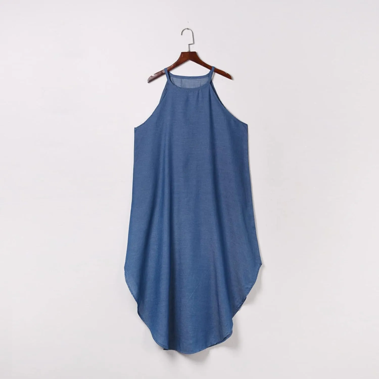 Denim Dresses for Women 2025 Summer Split Hem Beach Vacation Long Sundress Casual Loose Fit Sleeveless Crewneck Dress
