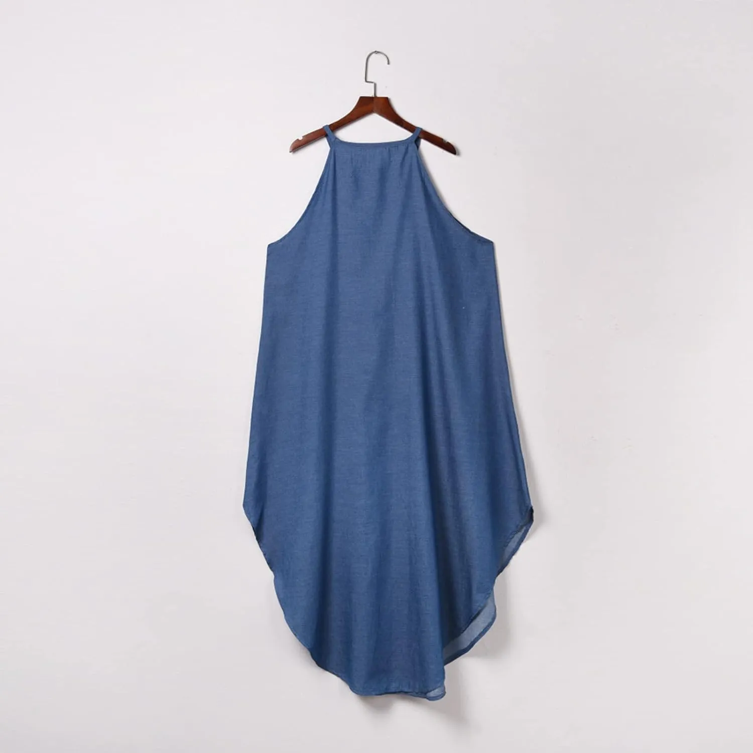 Denim Dresses for Women 2025 Summer Split Hem Beach Vacation Long Sundress Casual Loose Fit Sleeveless Crewneck Dress