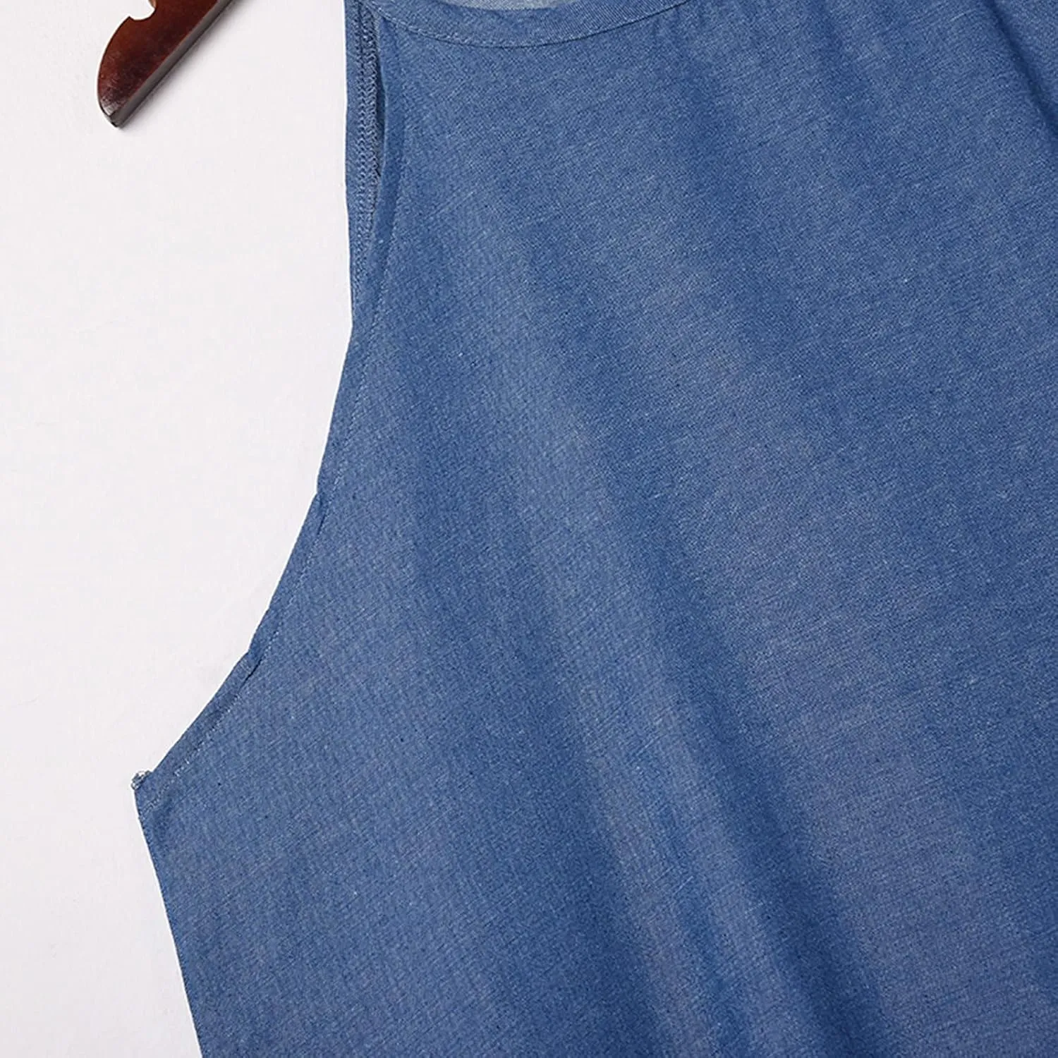 Denim Dresses for Women 2025 Summer Split Hem Beach Vacation Long Sundress Casual Loose Fit Sleeveless Crewneck Dress