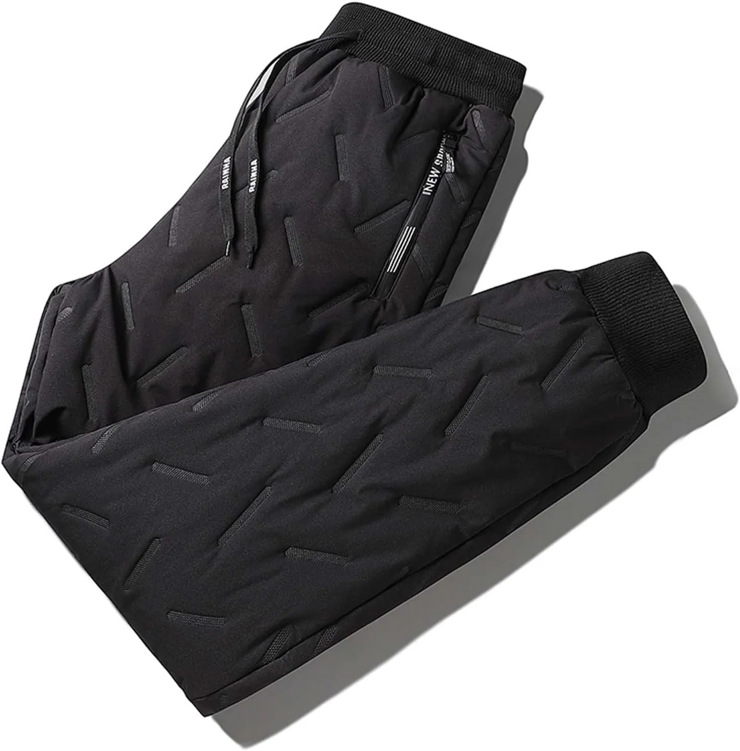Fleece Lined Pants Men Winter Warm Water Resistant Athletic Running Joggers Thermal Pants with Zipper Pockets