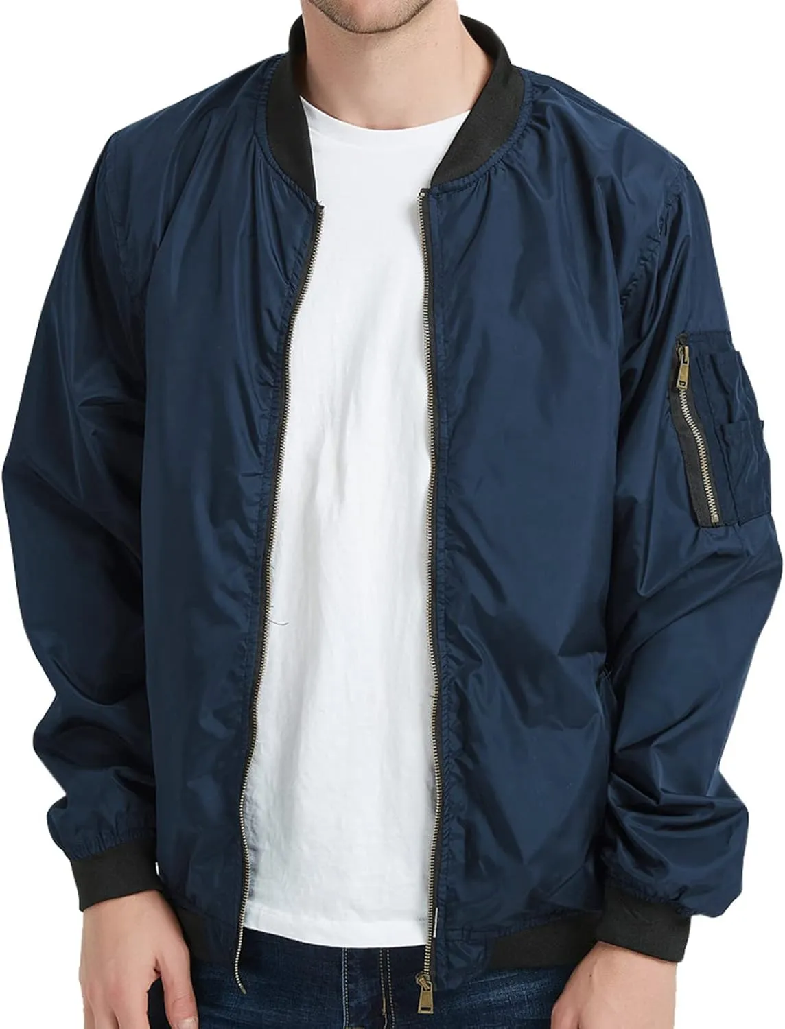 Jackets for Men, Men's Lightweight Bomber Jacket Outdoor Windproof Windbreaker Varsity Jacket Softshell Coat Outwear