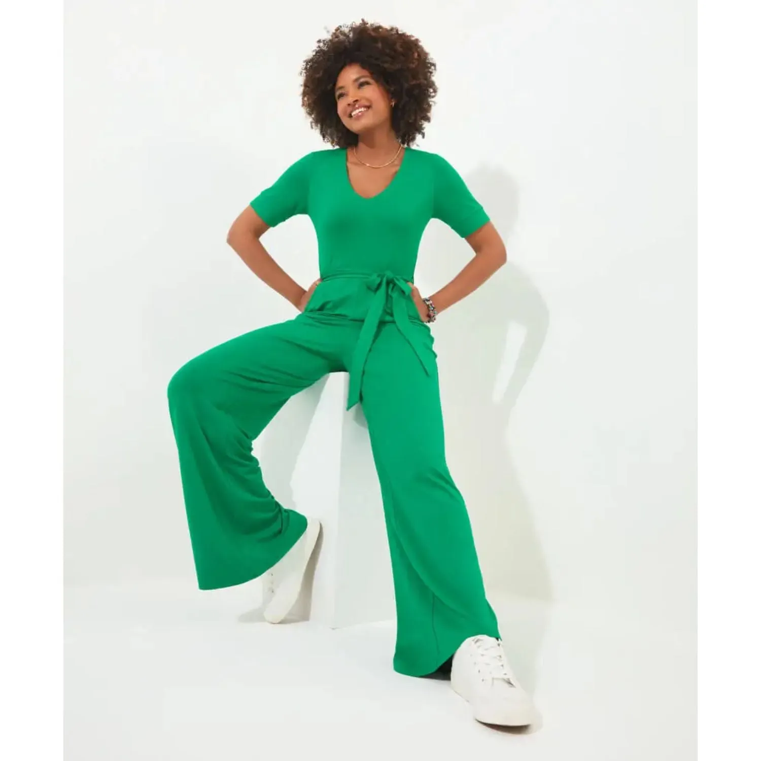 Joe Browns 12 Green Polly Jersey Jumpsuit
