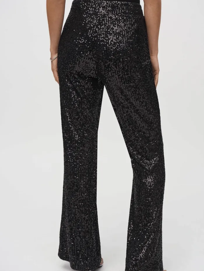 Joseph Ribkoff Women's Sequinned Flared Pull On Trousers In Black 244934 Col 11