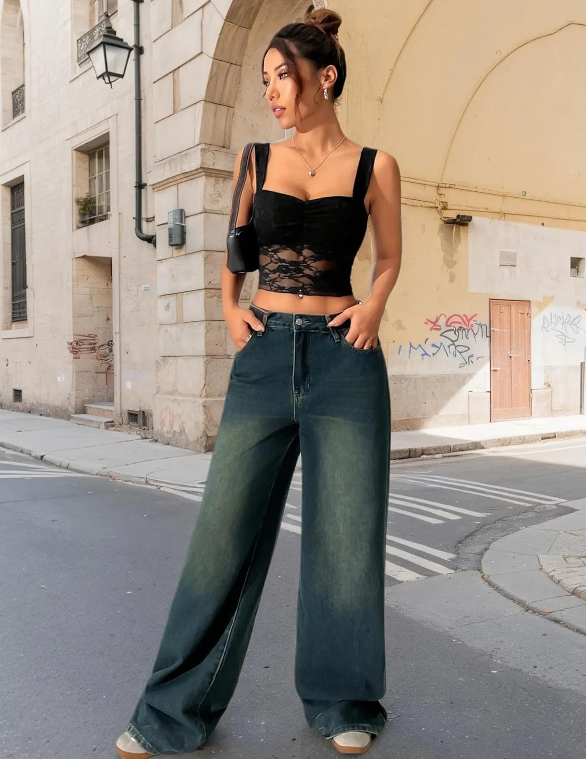 Lace Tops for Women Sexy Crop Tops Y2k Going Out Shirt Mesh Camisole Blouse Tank Sheer Outfits