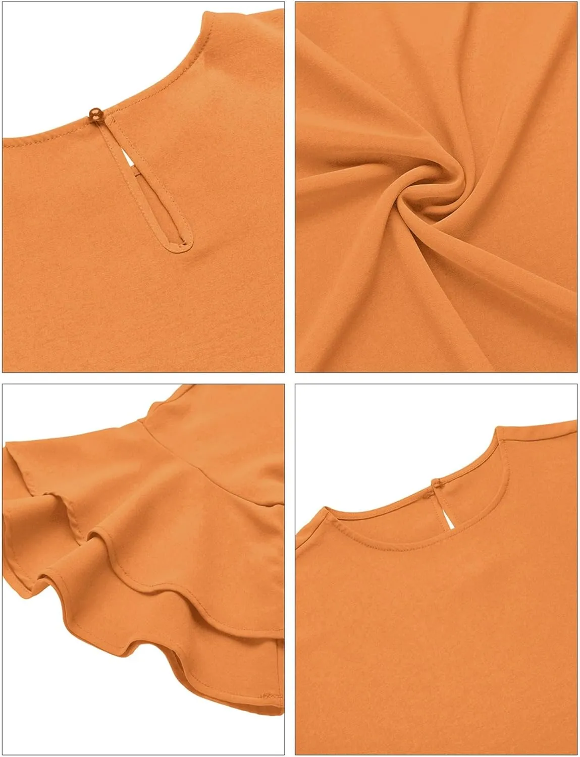 luvamia Women's Casual 3/4 Tiered Bell Sleeve Crewneck Loose Tops Blouses Shirt