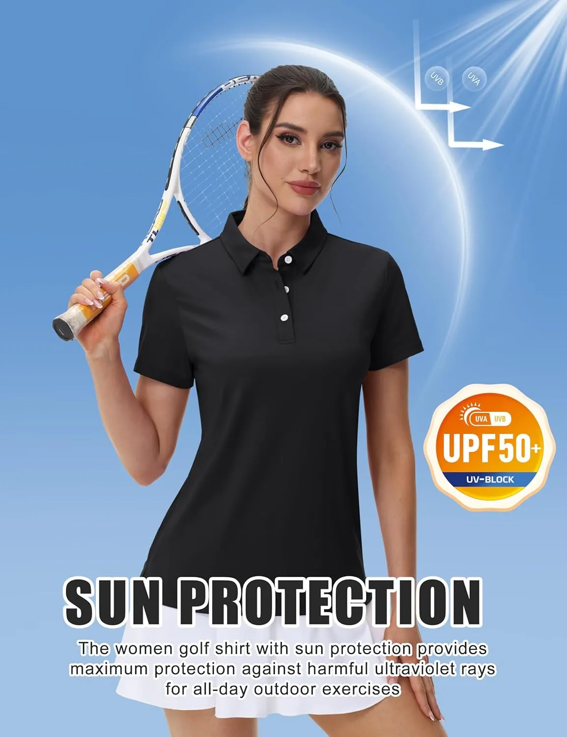 MAGCOMSEN Women's Polos Golf Shirts Short Sleeve UPF 50  Collared Shirt Quick Dry Tennis Work Athletic Tops