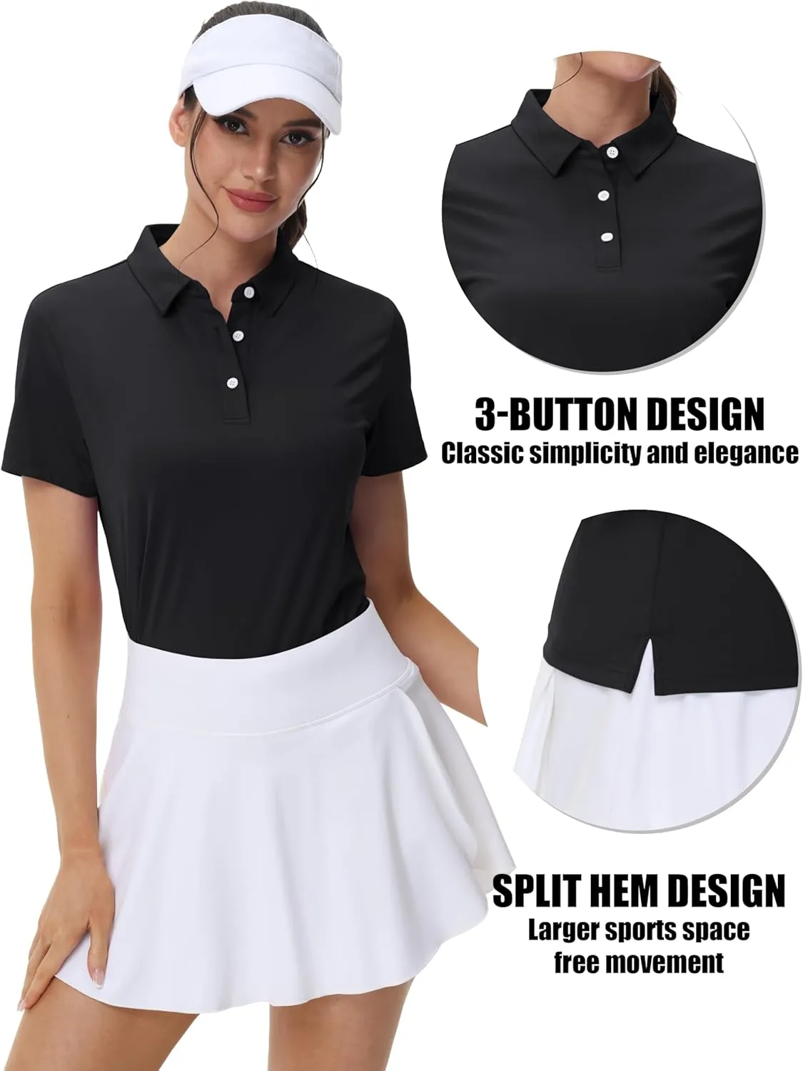 MAGCOMSEN Women's Polos Golf Shirts Short Sleeve UPF 50  Collared Shirt Quick Dry Tennis Work Athletic Tops