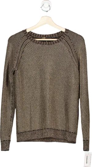 Maje Brown Metallic Knit Jumper Size UK 2