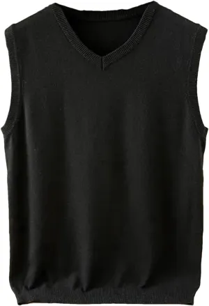 Men's Cashmere Knitted Vest Casual V-Neck Sleeveless Sweaters Jumper Tops