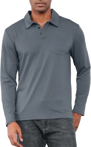 Mens Fashion Polo Shirts Casual Long Sleeve Classic Polo T-Shirts Thermal Golf Shirts Slim Fit Tops