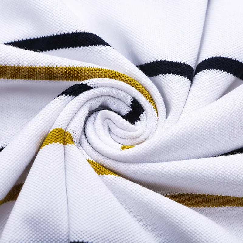 Men's Lapel Short Sleeved Multi Color Stripes Trendy POLO