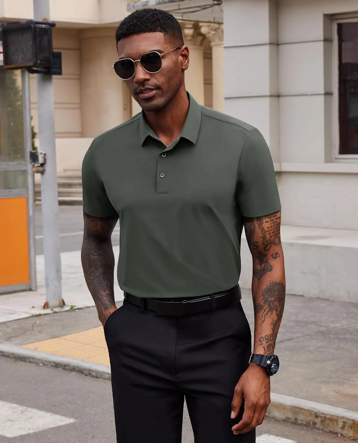 Mens Polo Shirts Short Sleeve Stretch Golf Polo Shirts Dry Fit Polo T Shirts for Men Golf Shirts Tennis Polo