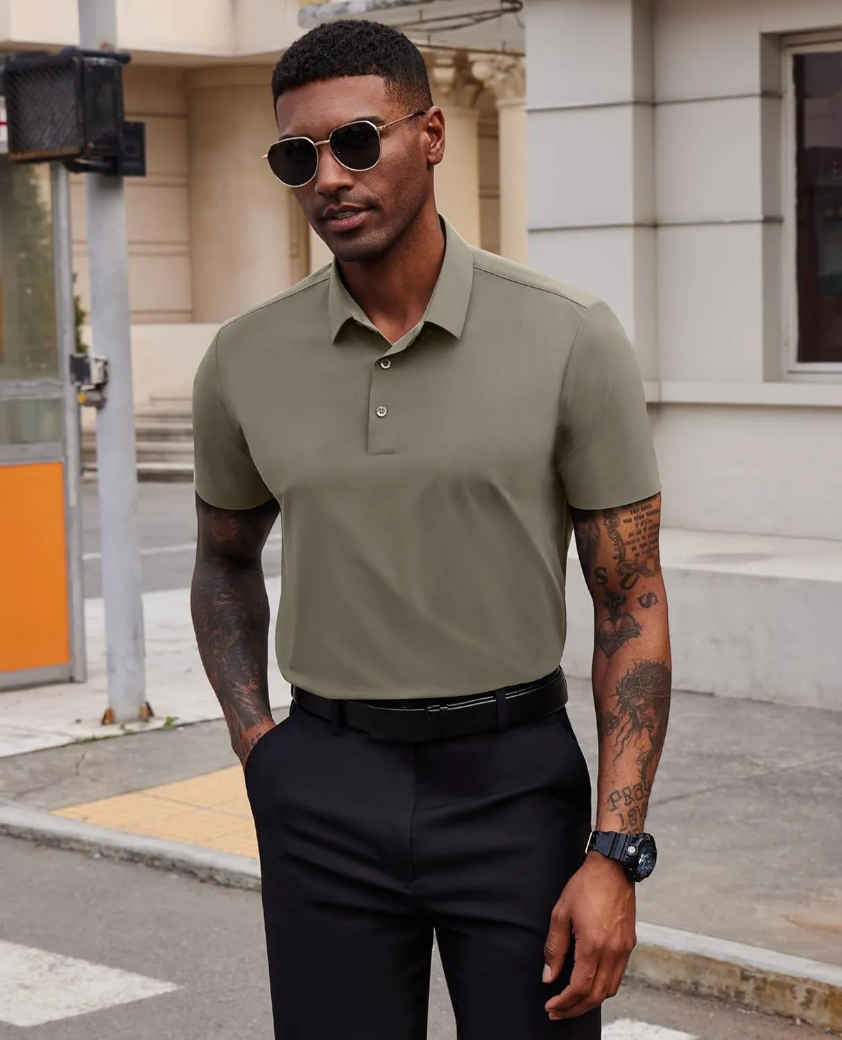 Mens Polo Shirts Short Sleeve Stretch Golf Polo Shirts Dry Fit Polo T Shirts for Men Golf Shirts Tennis Polo