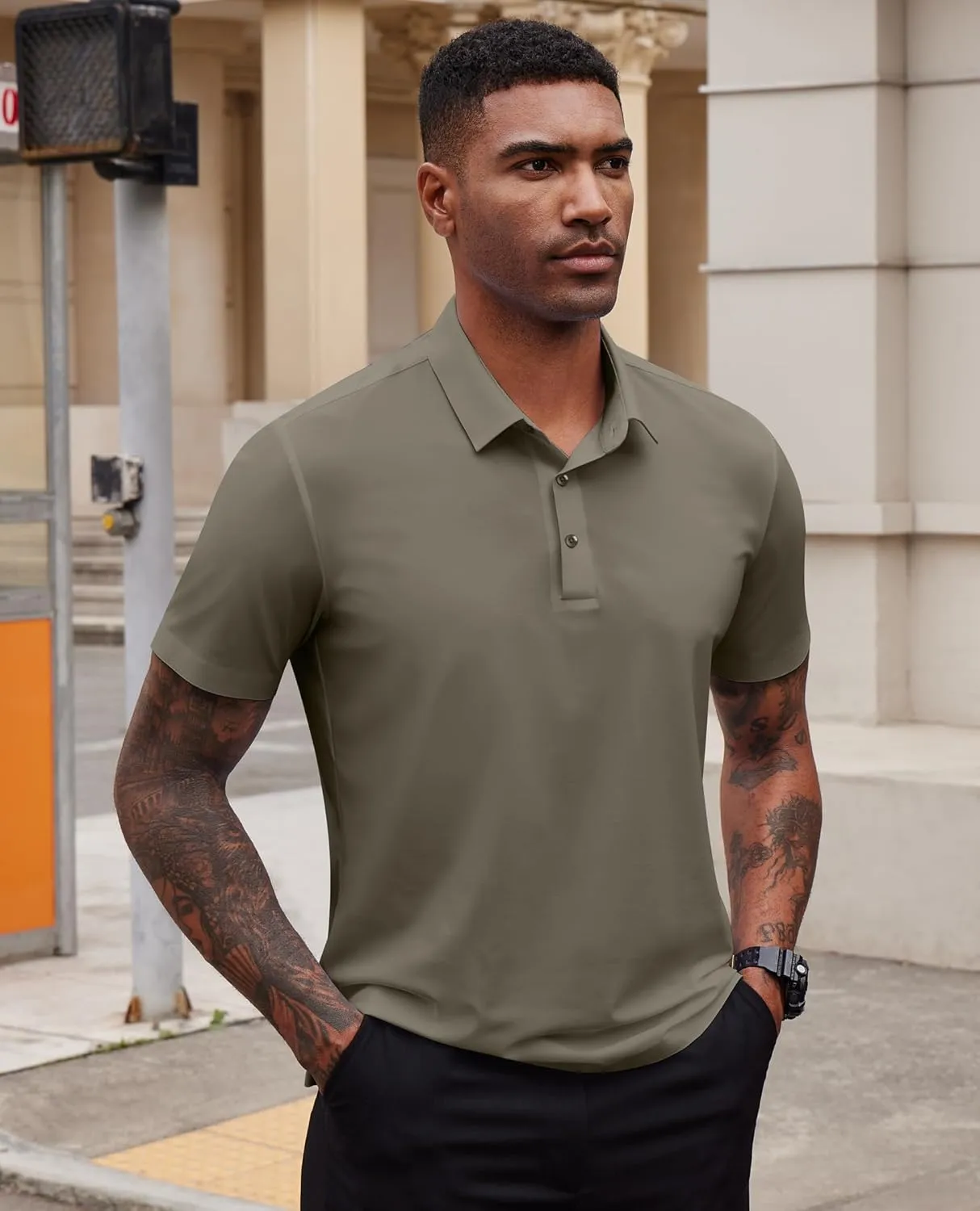 Mens Polo Shirts Short Sleeve Stretch Golf Polo Shirts Dry Fit Polo T Shirts for Men Golf Shirts Tennis Polo
