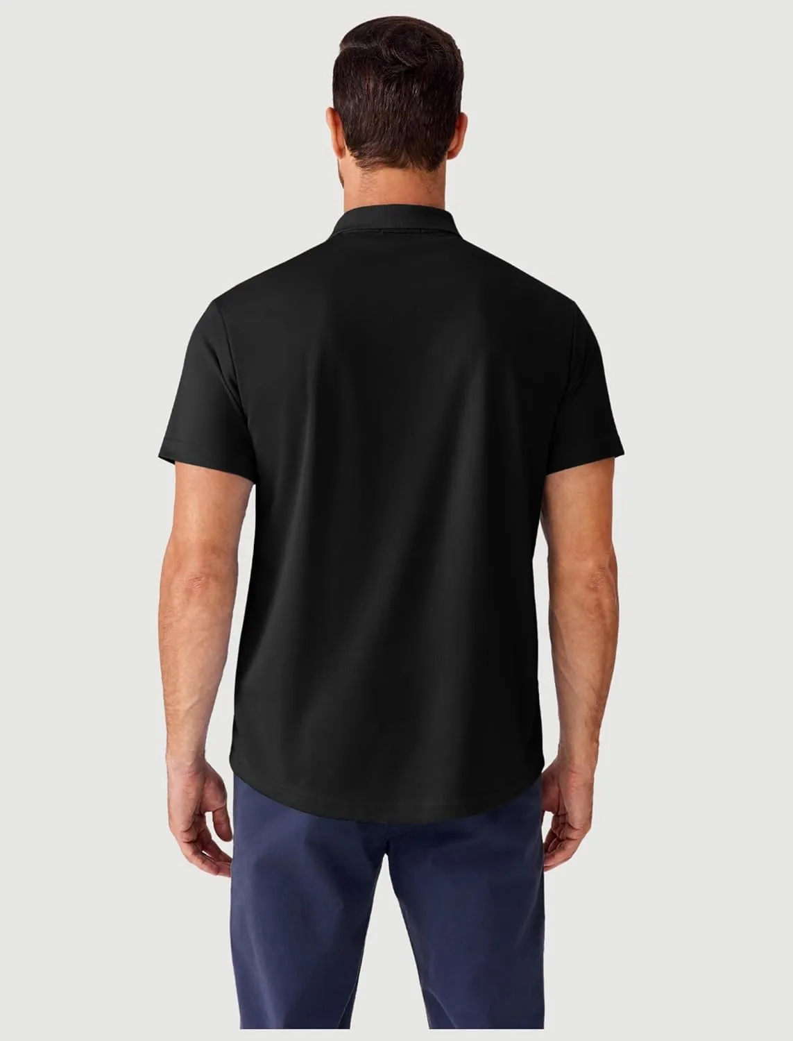 PINSPARK Mens Polo Shirts Short Sleeve Lightweight Moisture Wicking Quick Dry Casual Workout Collared Shirt Plain 3 Pack Set