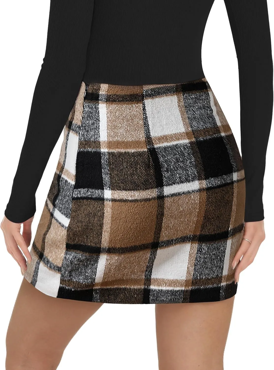 Plaid Skirts for Women, Pencil Mini Skirts for Women High Waist Bodycon Christmas Holiday Fall Winter Skirts 2024 Trendy
