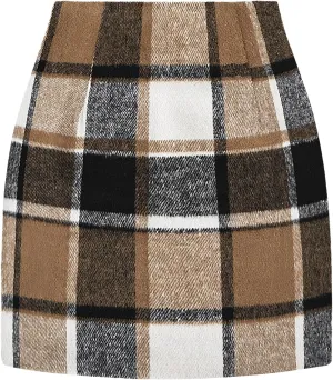 Plaid Skirts for Women, Pencil Mini Skirts for Women High Waist Bodycon Christmas Holiday Fall Winter Skirts 2024 Trendy