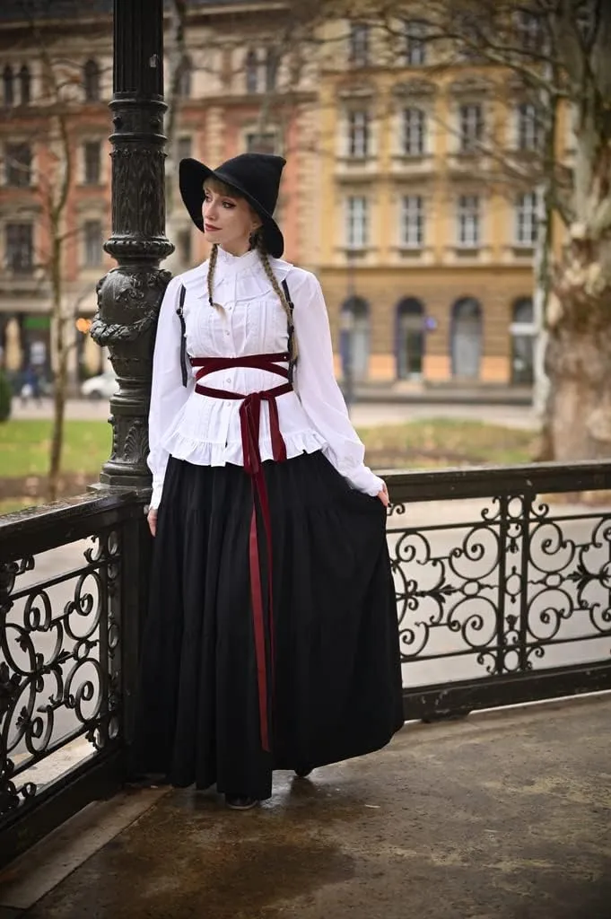 Scarlet Darkness Maxi Long Skirts for Women Summer Flowy Renaissance Skirt with Pockets