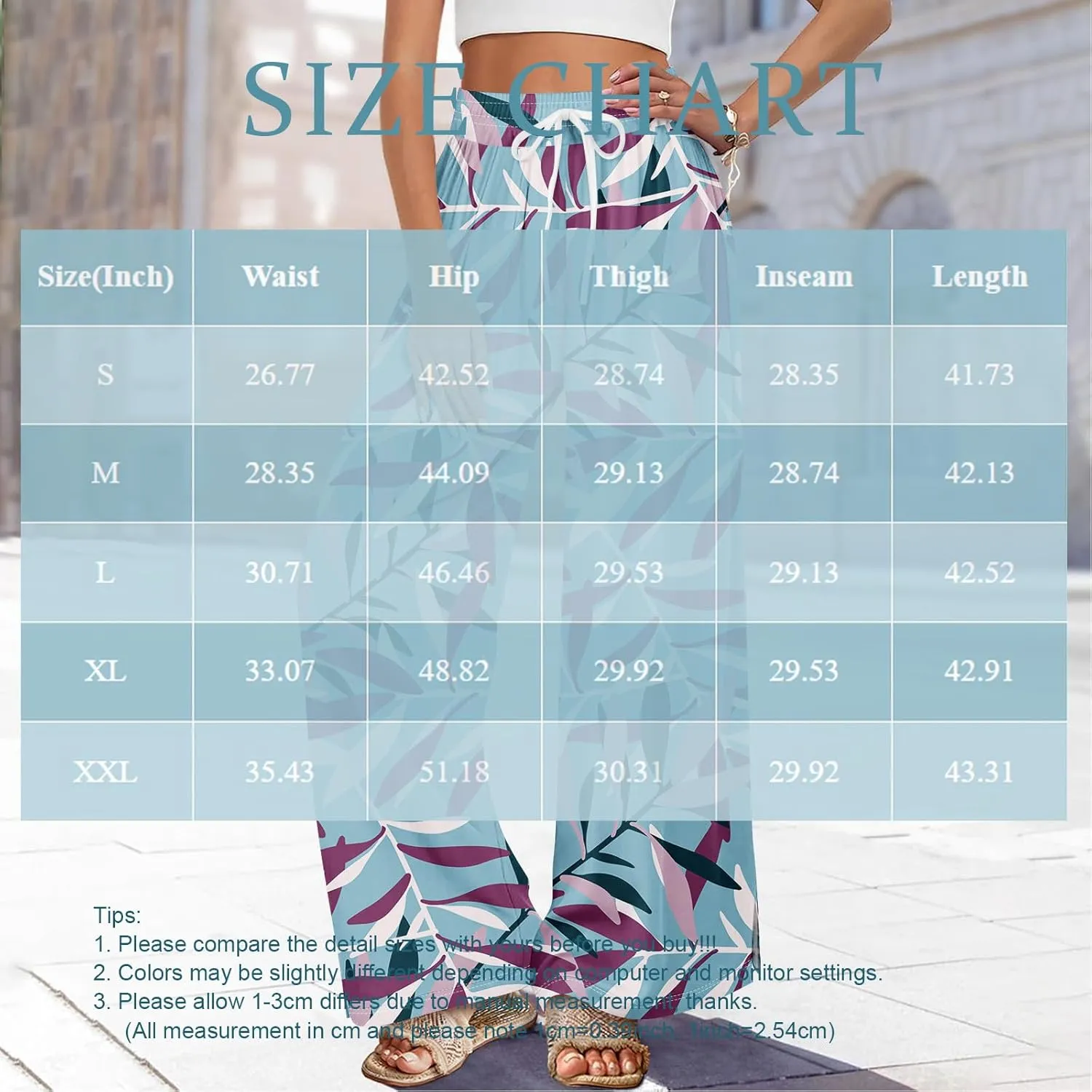 Summer Wide Leg Pants for Women Elastic Waist High Rise Floral Print Pants Beach Stretch Slit Loose Outfit Pocket 2025