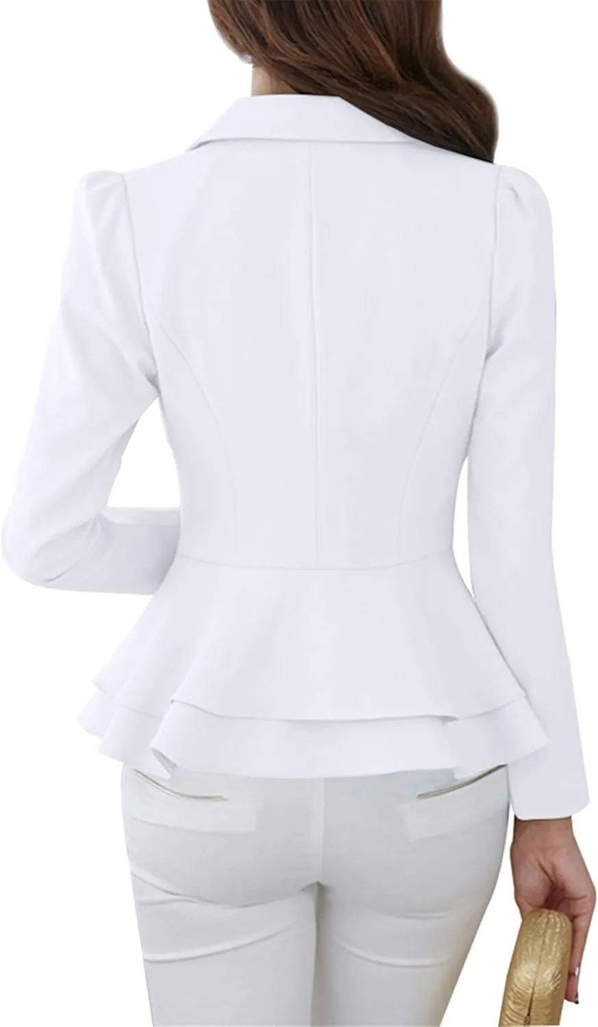 TYQQU Women's Work Office Button Down Blazer Business Loose Fit Long Sleeve Blazer