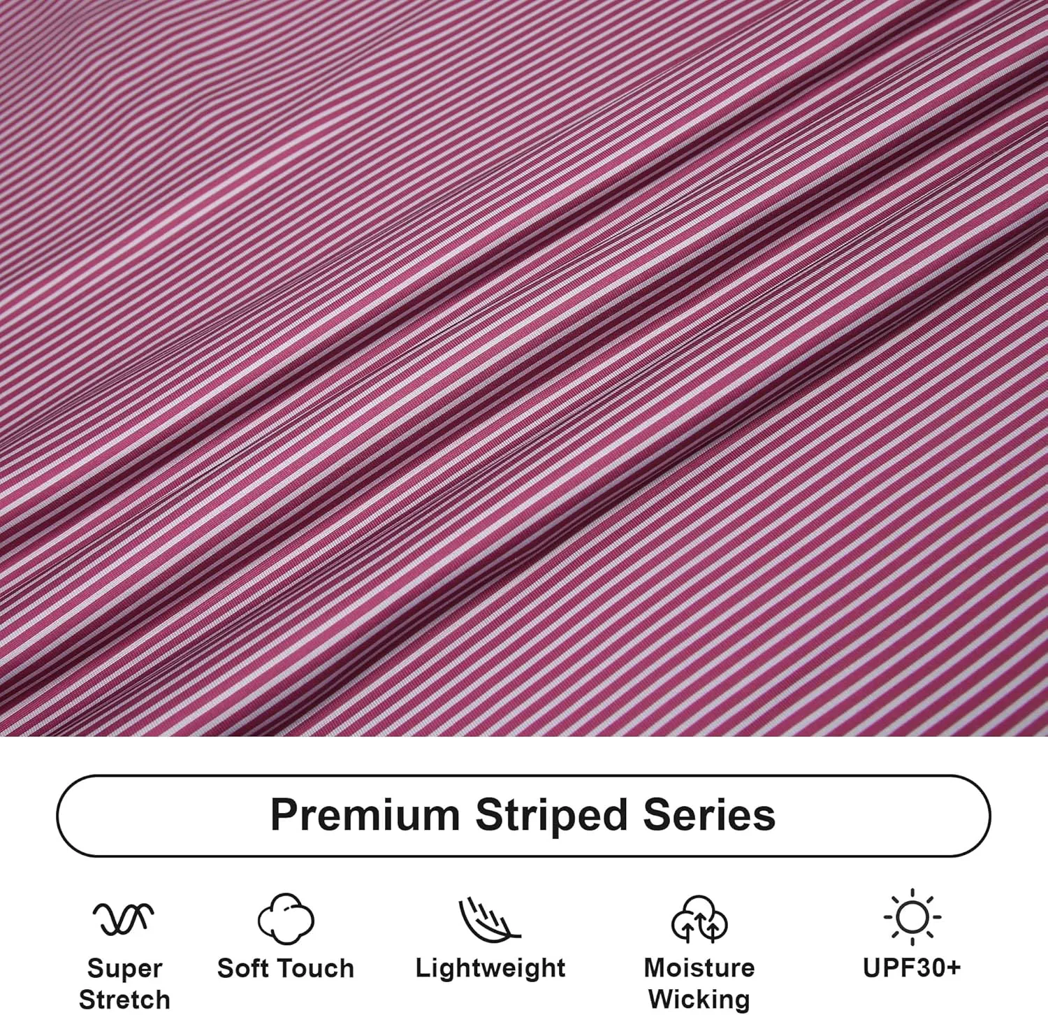 WARHORSEE Mens Golf Shirt Short Sleeve Striped Golf Polo Shirts for Men Moisture Wicking Performance Dry Fit Polo Shirts
