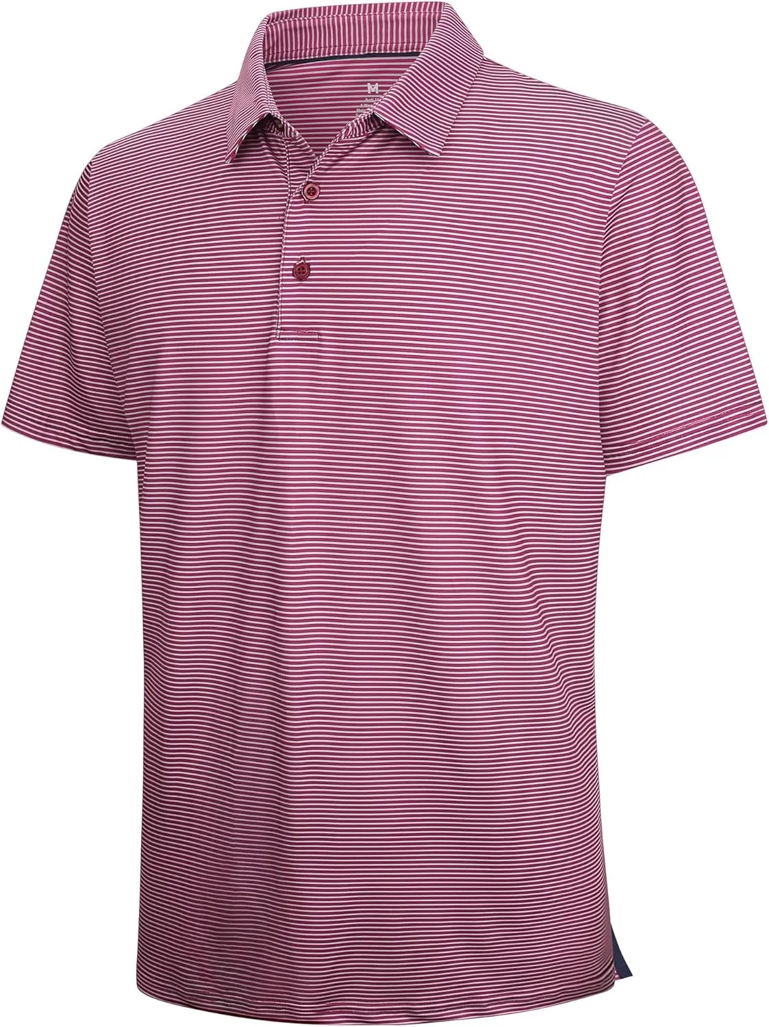 WARHORSEE Mens Golf Shirt Short Sleeve Striped Golf Polo Shirts for Men Moisture Wicking Performance Dry Fit Polo Shirts