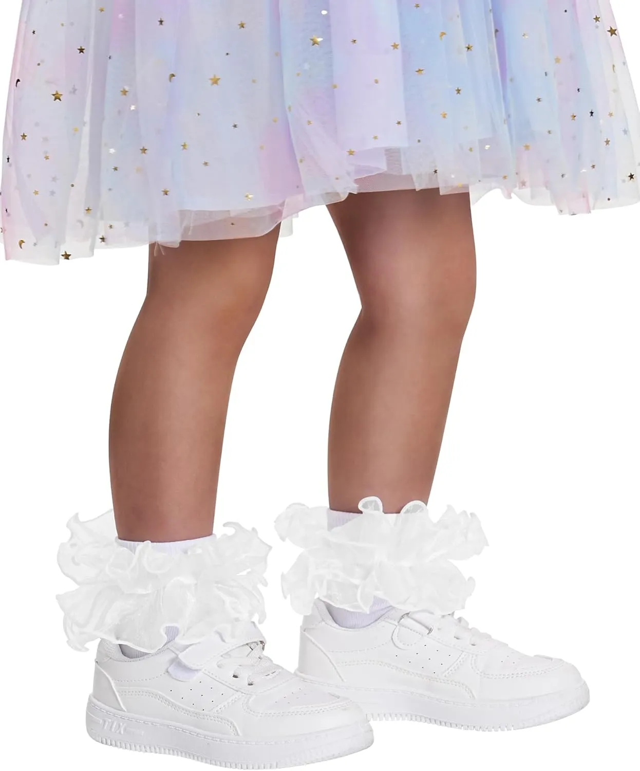 Witwot 3 Pairs Girls Ruffle Socks Toddler Double Lace Frilly Pageant Dress Sock Turn Cuff Socks