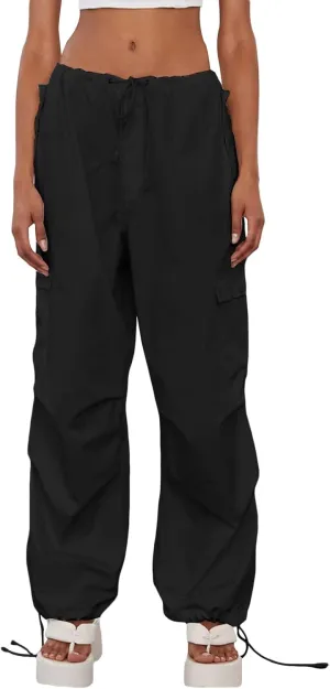 Women Oversized Cargo Pants Drawstrings Baggy Low Waist Loose Sweatpants Cinch Bottom Joggers Hippie Trousers Vintage
