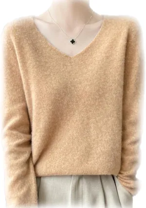 Womens Cashmere Sweaters: Cashmere Sweaters for Women, 100% Cashmere Soft V Neck Warm Luxurious Lightweight Long Sleeve