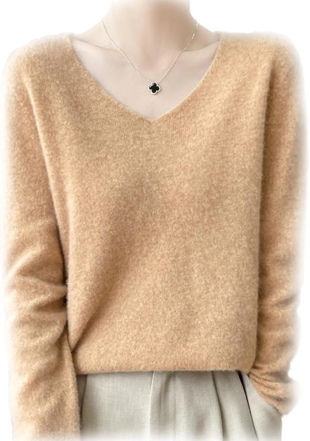 Womens Cashmere Sweaters: Cashmere Sweaters for Women, 100% Cashmere Soft V Neck Warm Luxurious Lightweight Long Sleeve