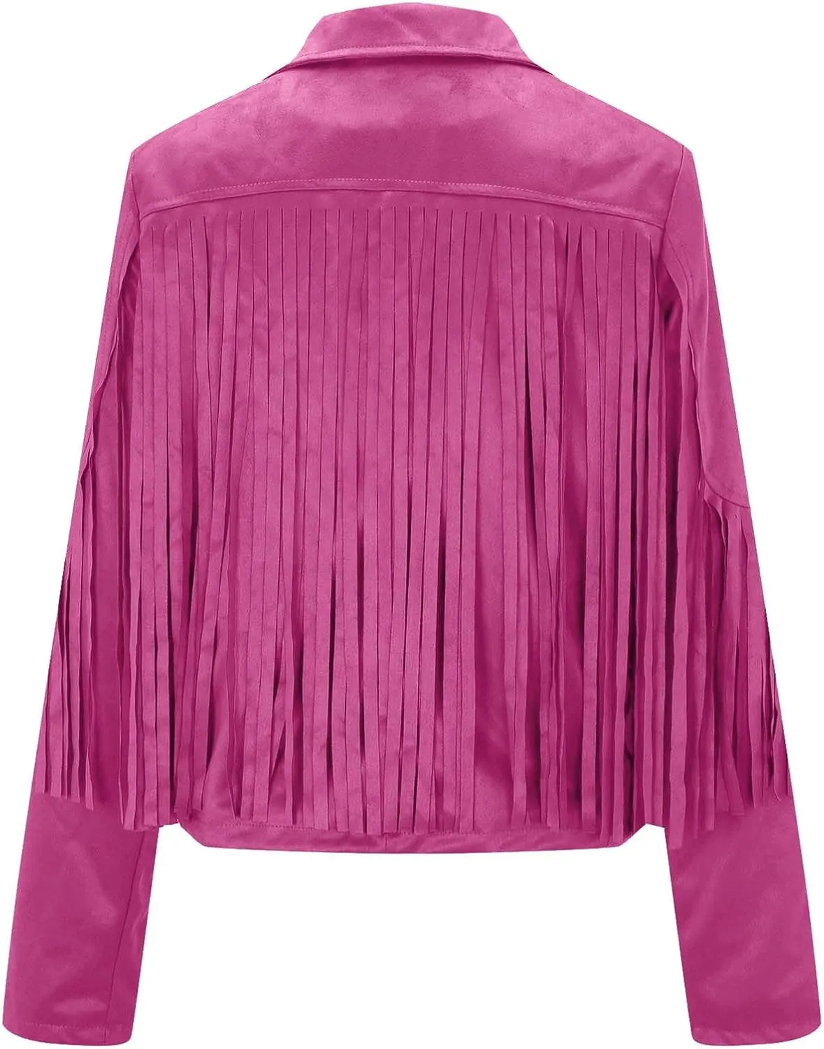 Women's Fringe Faux Suede Leather Jackets 2025 Fashion Tassel Motorcycle Cropped Coats Trendy Cardigan Outwear