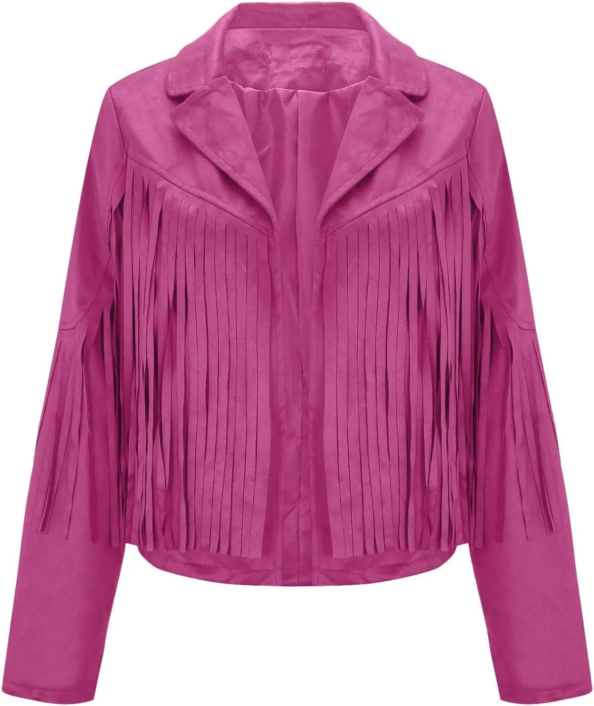 Women's Fringe Faux Suede Leather Jackets 2025 Fashion Tassel Motorcycle Cropped Coats Trendy Cardigan Outwear