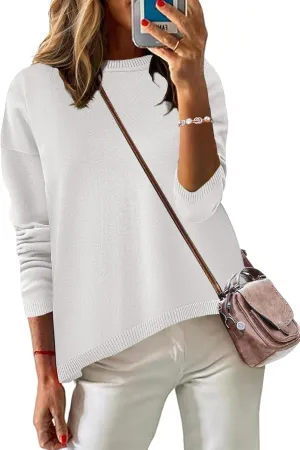 Zeagoo Sweaters for Women Fall Outfits Trendy 2024 Long Sleeve Crew Neck Knit Pullover Sweater Tops